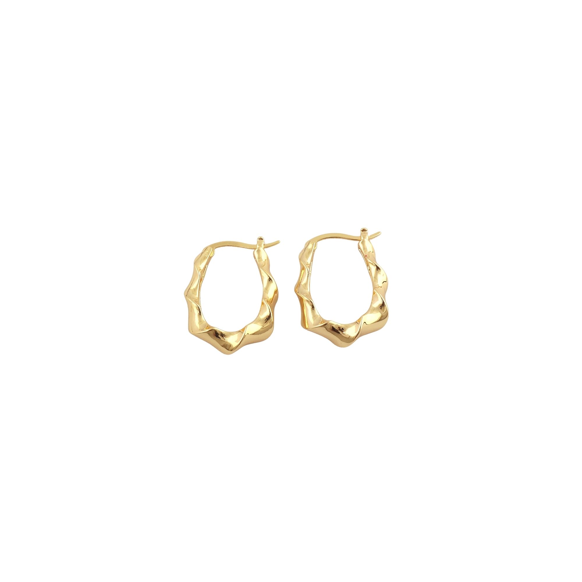Twisted Gold Huggies Hoop Earring