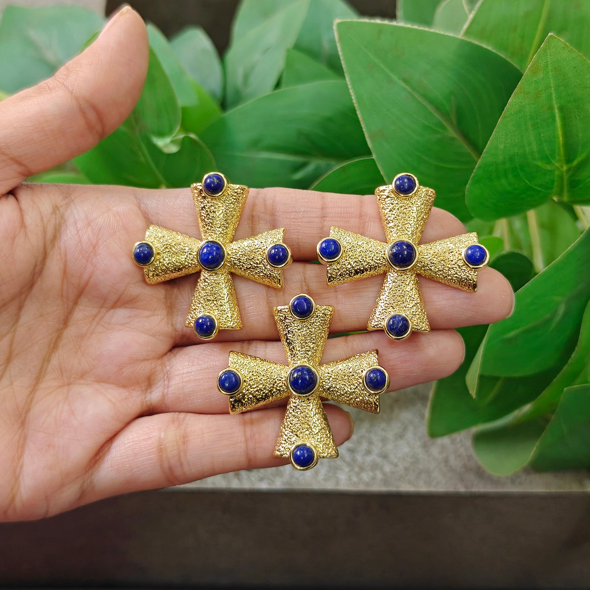 Lapis Lazuli Cross Pendant Connector